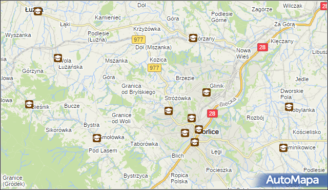 mapa Stróżówka, Stróżówka na mapie Targeo