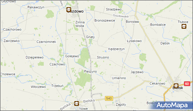 mapa Strusino, Strusino na mapie Targeo