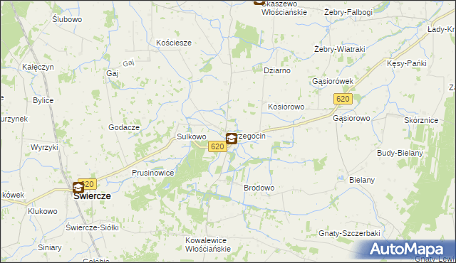 mapa Strzegocin gmina Świercze, Strzegocin gmina Świercze na mapie Targeo