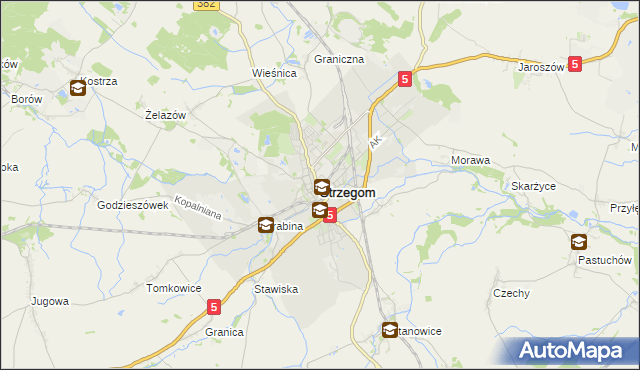 mapa Strzegom powiat świdnicki, Strzegom powiat świdnicki na mapie Targeo