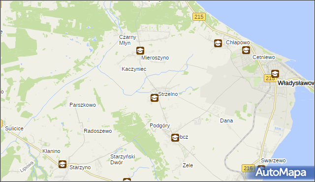 mapa Strzelno gmina Puck, Strzelno gmina Puck na mapie Targeo