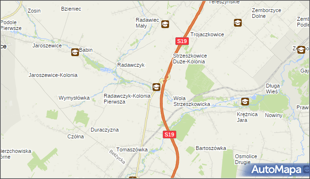 mapa Strzeszkowice Duże, Strzeszkowice Duże na mapie Targeo