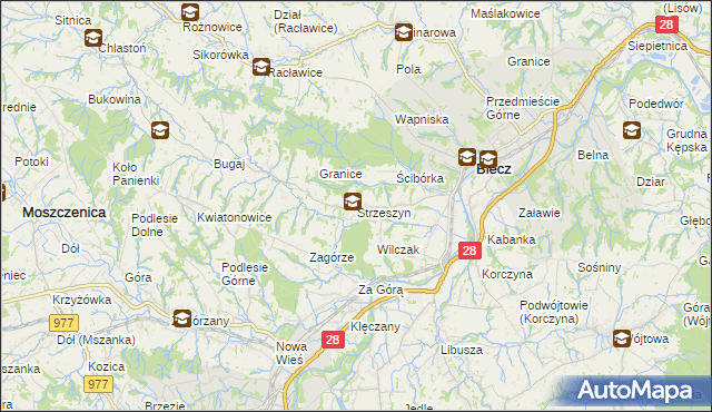 mapa Strzeszyn gmina Biecz, Strzeszyn gmina Biecz na mapie Targeo