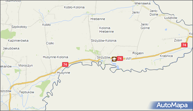 mapa Strzyżów gmina Horodło, Strzyżów gmina Horodło na mapie Targeo