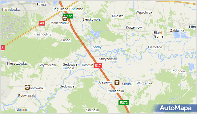 mapa Strzyżowice gmina Żyrzyn, Strzyżowice gmina Żyrzyn na mapie Targeo