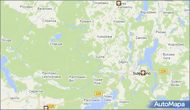 mapa Sucha gmina Sulęczyno, Sucha gmina Sulęczyno na mapie Targeo