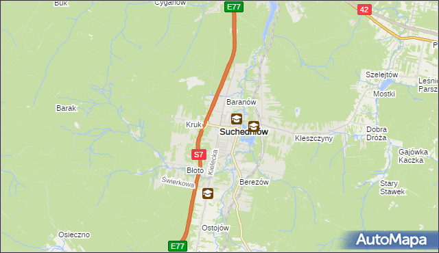 mapa Suchedniów, Suchedniów na mapie Targeo