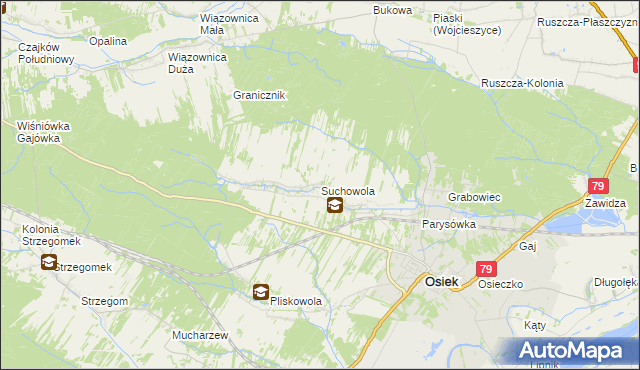 mapa Suchowola gmina Osiek, Suchowola gmina Osiek na mapie Targeo