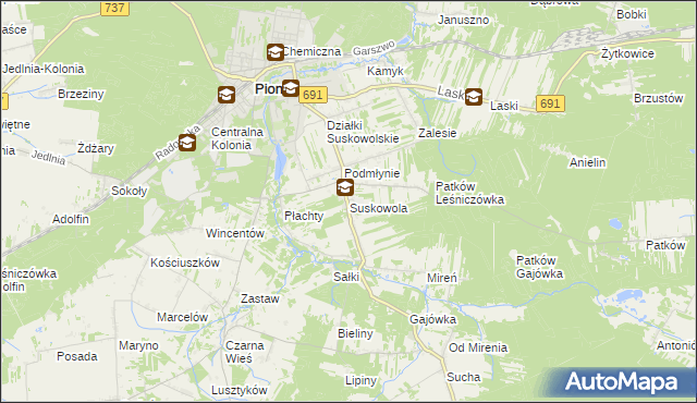 mapa Suskowola, Suskowola na mapie Targeo