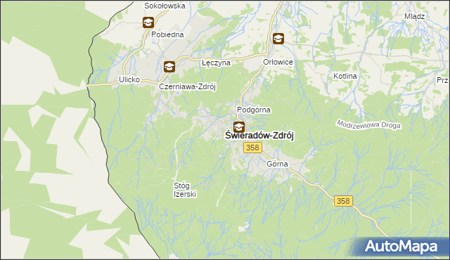 mapa Świeradów-Zdrój, Świeradów-Zdrój na mapie Targeo