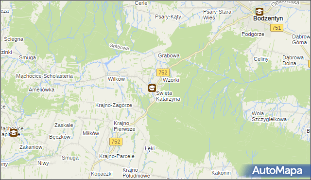 mapa Święta Katarzyna gmina Bodzentyn, Święta Katarzyna gmina Bodzentyn na mapie Targeo