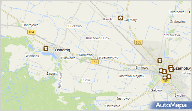 mapa Szczepankowo gmina Ostroróg, Szczepankowo gmina Ostroróg na mapie Targeo