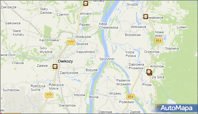 mapa Szczytniki gmina Dwikozy, Szczytniki gmina Dwikozy na mapie Targeo