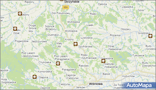 mapa Szufnarowa, Szufnarowa na mapie Targeo