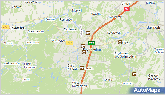 mapa Szydłowiec, Szydłowiec na mapie Targeo