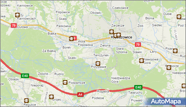 mapa Tenczynek, Tenczynek na mapie Targeo