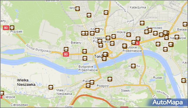 mapa Torunia, Toruń na mapie Targeo