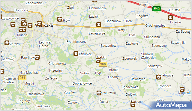 mapa Trąbki gmina Biskupice, Trąbki gmina Biskupice na mapie Targeo