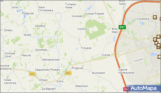 mapa Trzciane, Trzciane na mapie Targeo