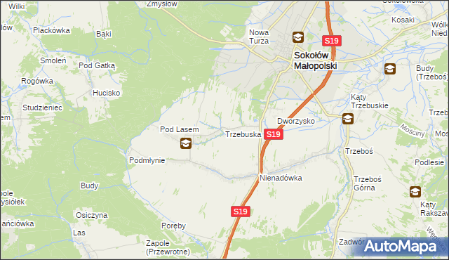 mapa Trzebuska, Trzebuska na mapie Targeo