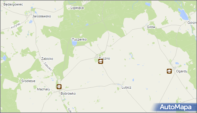 mapa Tuczno gmina Strzelce Krajeńskie, Tuczno gmina Strzelce Krajeńskie na mapie Targeo