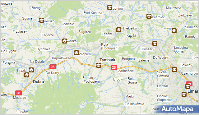 mapa Tymbark, Tymbark na mapie Targeo