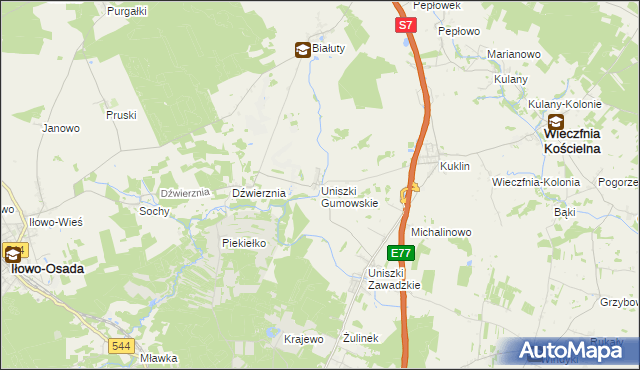 mapa Uniszki Gumowskie, Uniszki Gumowskie na mapie Targeo