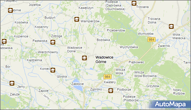 mapa Wadowice Górne, Wadowice Górne na mapie Targeo