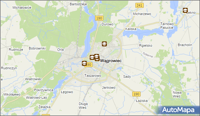 mapa Wągrowiec, Wągrowiec na mapie Targeo