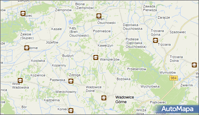 mapa Wampierzów, Wampierzów na mapie Targeo