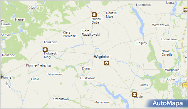 mapa Wąpielsk, Wąpielsk na mapie Targeo