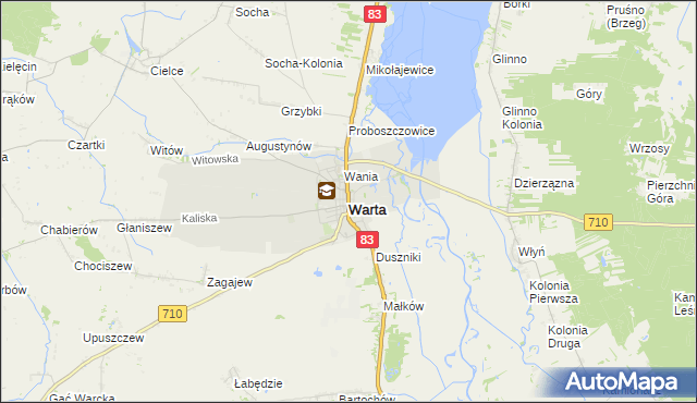 mapa Warta powiat sieradzki, Warta powiat sieradzki na mapie Targeo