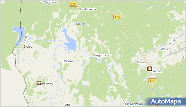 mapa Węgornik, Węgornik na mapie Targeo