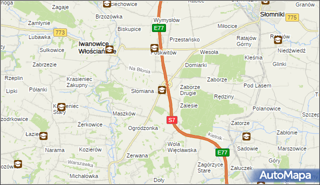 mapa Widoma gmina Iwanowice, Widoma gmina Iwanowice na mapie Targeo