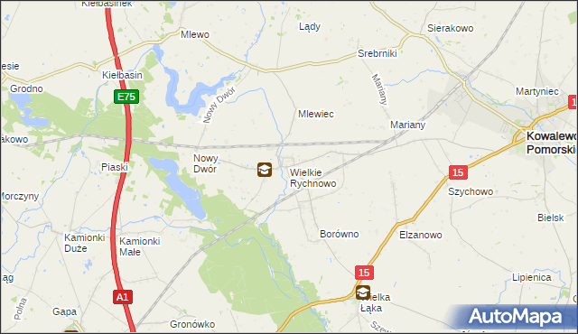 mapa Wielkie Rychnowo, Wielkie Rychnowo na mapie Targeo