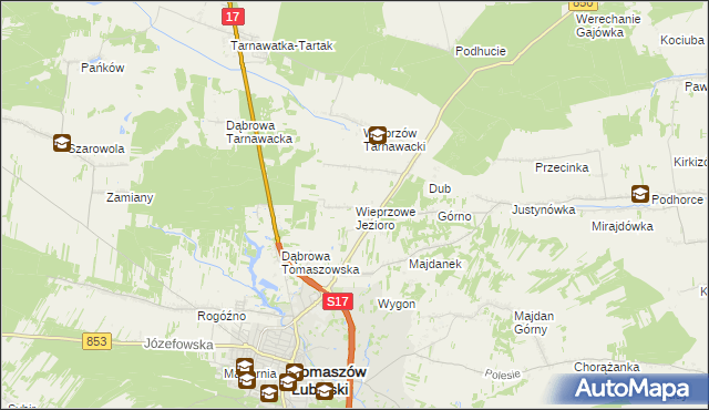 mapa Wieprzowe Jezioro, Wieprzowe Jezioro na mapie Targeo