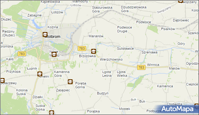 mapa Wierzchowisko gmina Wolbrom, Wierzchowisko gmina Wolbrom na mapie Targeo
