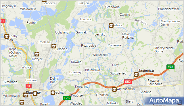 mapa Wieszczęta, Wieszczęta na mapie Targeo