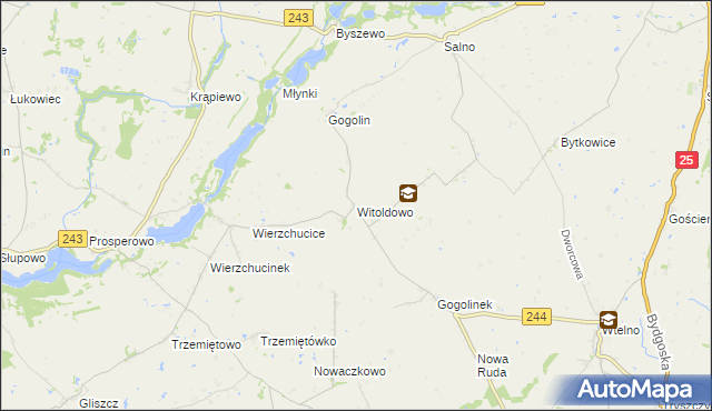mapa Witoldowo gmina Koronowo, Witoldowo gmina Koronowo na mapie Targeo
