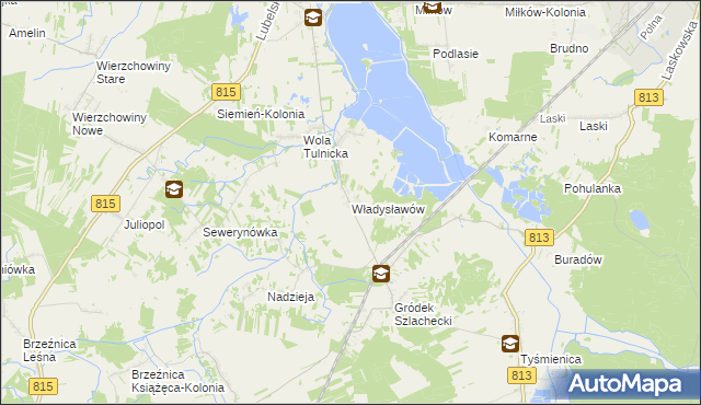 mapa Władysławów gmina Siemień, Władysławów gmina Siemień na mapie Targeo