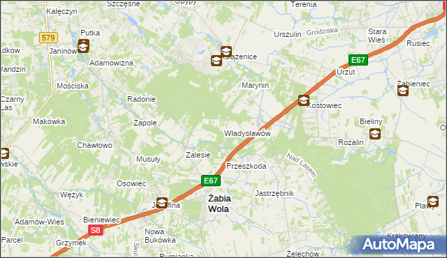 mapa Władysławów gmina Żabia Wola, Władysławów gmina Żabia Wola na mapie Targeo