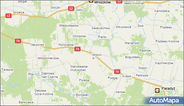 mapa Wójcin A, Wójcin A na mapie Targeo