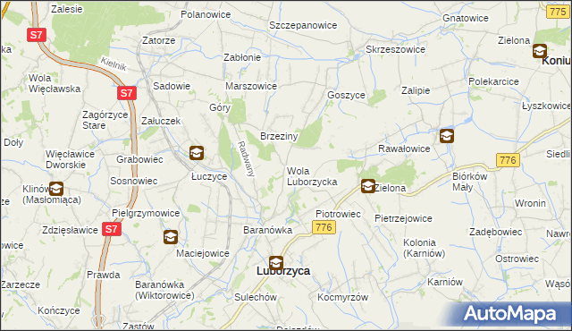 mapa Wola Luborzycka, Wola Luborzycka na mapie Targeo