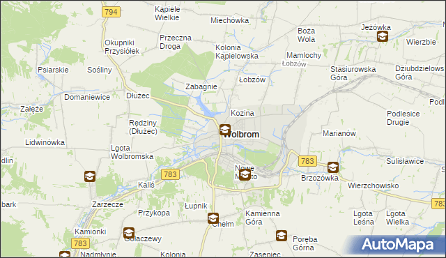 mapa Wolbrom, Wolbrom na mapie Targeo