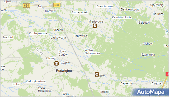 mapa Wólka Dąbrowicka, Wólka Dąbrowicka na mapie Targeo