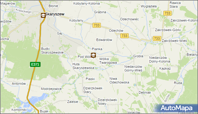 mapa Wólka Twarogowa, Wólka Twarogowa na mapie Targeo