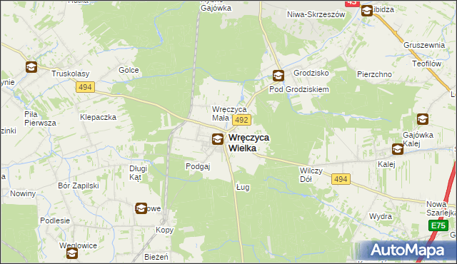 mapa Wręczyca Wielka, Wręczyca Wielka na mapie Targeo