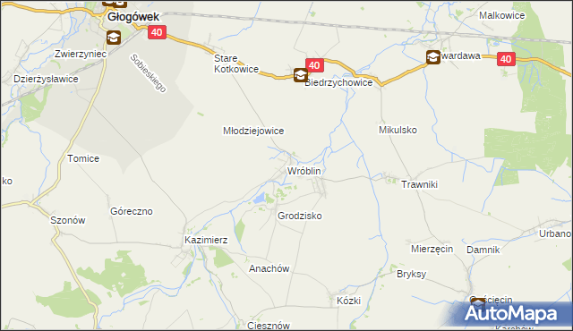 mapa Wróblin, Wróblin na mapie Targeo