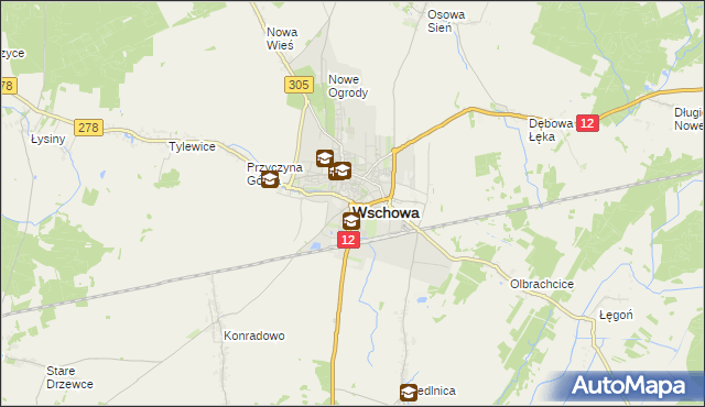 mapa Wschowa, Wschowa na mapie Targeo