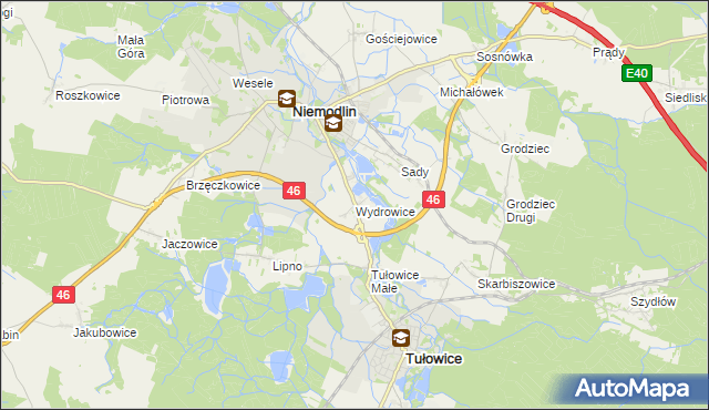 mapa Wydrowice gmina Niemodlin, Wydrowice gmina Niemodlin na mapie Targeo